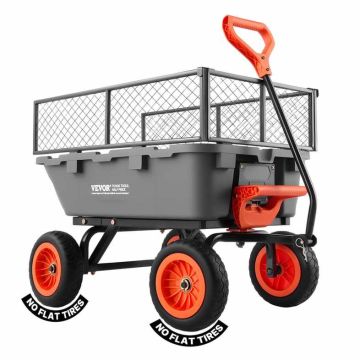Puutarhakärry VEVOR TC4270C, 362 kg kantavuus, 1050 / 1660 × 700 × 500 / 700 mm