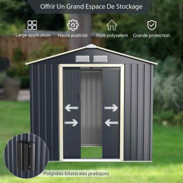 Garden shed, Gray, 213 × 195 × 127 cm