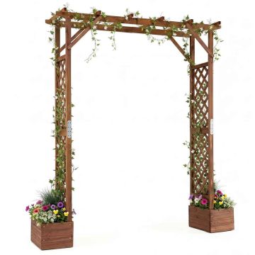 Garden arbor, with seedling boxes, 82 × 22 × 87 in