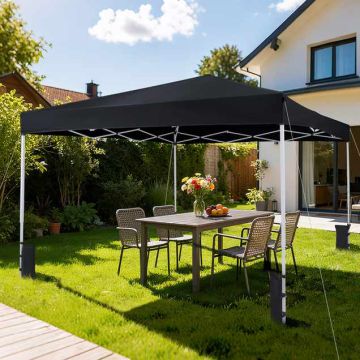 Garden gazebo, foldable, Black, 290 × 290 × 230–248 cm