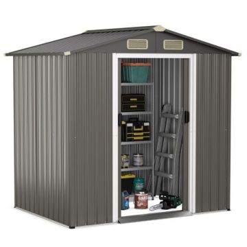 Garden storage shed, 3.7 m³, Grey, 196 × 186 × 142 cm