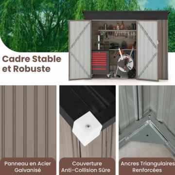 Garden storage shed, Double doors, Brown, 235 × 117 × 185 cm