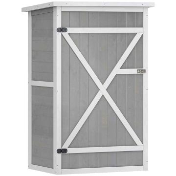 Садовый шкаф для инструментов Outsunny 75x56x115см, серо-белый