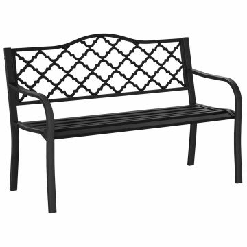Puutarhapenkki, 2-istuttava, Musta, 128 × 89 × 58,5 cm