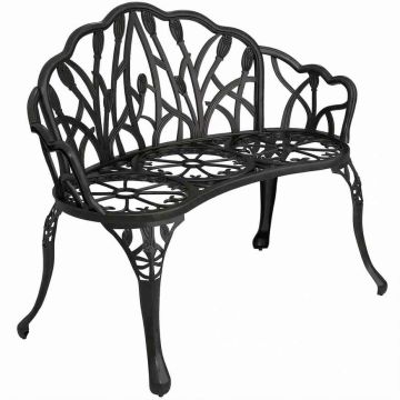 Puutarhapenkki, kahden istuttava, Musta, 99 × 78 × 57 cm