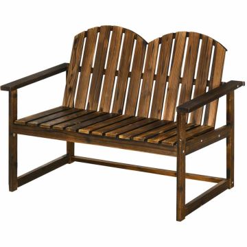 Садовая скамейка Outsunny 114x63x86 см, коричневая.