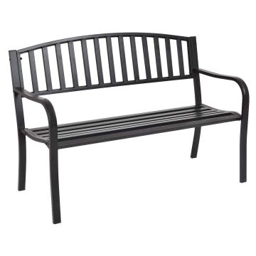 Garden bench, with armrests, Black, 127 × 59.94 × 86.87 cm