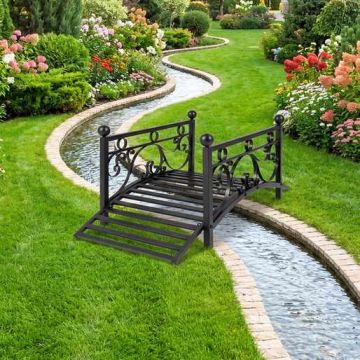 Garden bridge, arched railing, 40 × 18 × 17 in