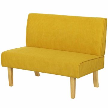 Sohva Homcom 110x62x85cm, keltainen/vaaleanruskea