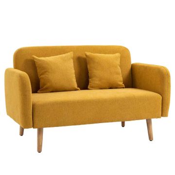 Sohva Homcom 130x70x80cm, keltainen/vaaleanruskea