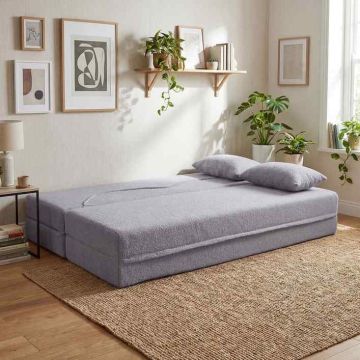 Sofa bed, 2 in 1, 2 cushions, Grey, 192.5 × 84 × 62 cm