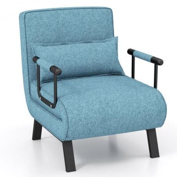 Sofa bed, 4-in-1, 6 backrest positions, Blue, 184 × 65 × 29 cm