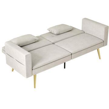 Sohvasänky Homcom 181x73x78,5cm, hiekan/kullan värinen