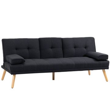 Vuodesohva Homcom 181x77x78cm, musta/vaaleanruskea
