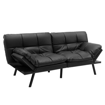 Sofa bed, adjustable backrest and armrests, Black, 182.88 × 87.63 × 82.55 cm