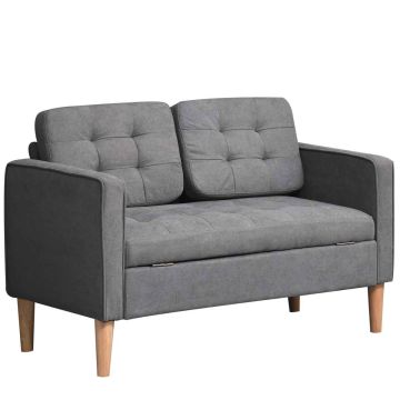 Sohva säilytyslaatikolla Homcom 117x62x78cm, tummanharmaa/vaaleanruskea