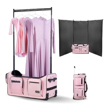 Pyörällinen tanssilaukku VEVOR MAT-29A, Vaaleanpunainen, 73 × 43 × 38 cm