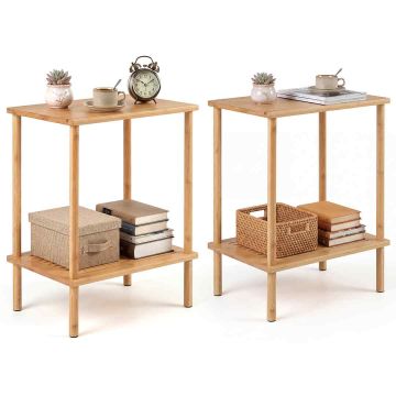 Set of 2 Side Tables, 2-Tier, 40.64 × 55.88 × 30.48 cm