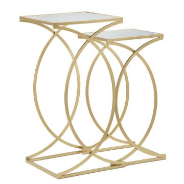 Siomply Side Table Set, 2 pcs, Gold, 35 × 35 × 70 cm / 30 × 30 × 60 cm