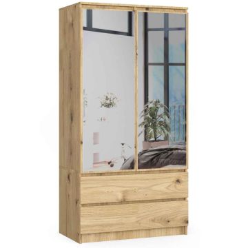 Шкаф AKORD S90, 2 дверцы, 2 ящика, 2 зеркала, дубовый, 90 × 180 × 51 см