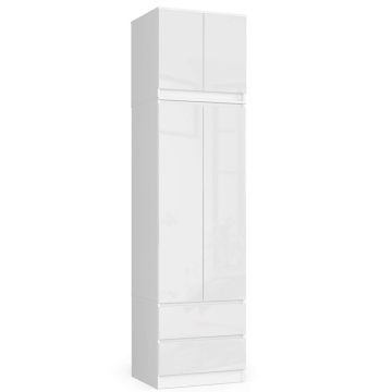 Шкаф S60, с антресолью и 2 дверцами и 2 ящиками, белый, 60 × 234 × 51 см
