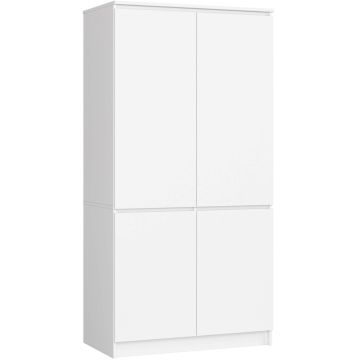 Vaatekaappi S90 4D CLP, 4-ovinen, valkoinen, 90 × 180 × 51 cm