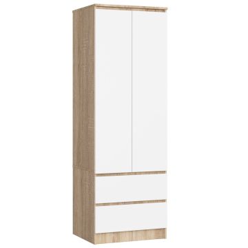 Шкаф STAR S60, 2 дверцы и 2 ящика, коричнево-белый, 60 × 180 × 51 см