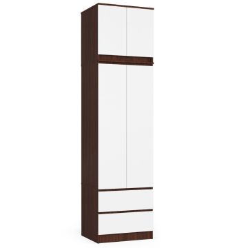 Шкаф STAR S60, 2 дверцы и 2 ящика, коричневый/белый, 60 × 234 × 51 см