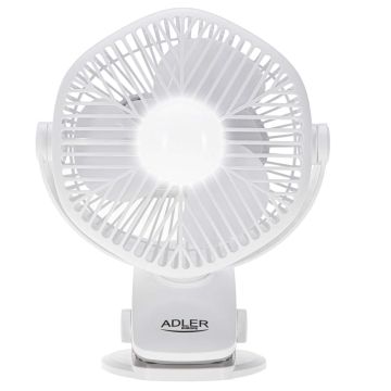 Pöytätuuletin Adler AD 7335, 3 nopeutta, pidikkeellä, Valkoinen