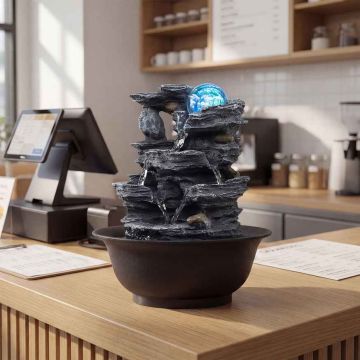Tabletop fountain, Black, Ø 21.5 × 26 cm