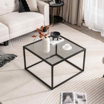 Glass coffee table, 69.85 × 69.85 × 45.72 cm
