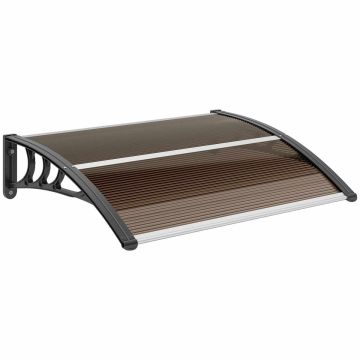 Козырёк над дверью Outsunny 100x75x23см, черно-коричневый