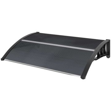 Прозрачный козырек над дверью Outsunny 100x75x23см, черного цвета
