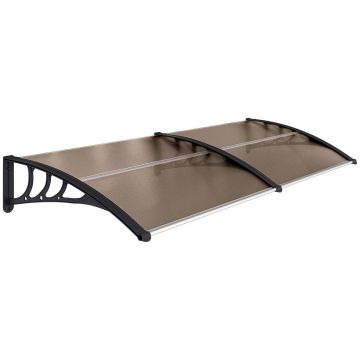 Прозрачный козырек над дверью Outsunny 75x195x23см, черно-коричневого цвета