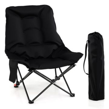 Folding chair with padding and adjustable backrest, 3.2 kg, black
