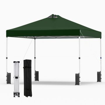 Foldable outdoor gazebo, 3 height levels, Green, 3 × 3 × 1.8–2.7 m
