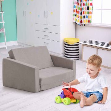 Kokoontaitettava lasten sohva, 2-in-1, Harmaa, 60,96 × 40,64 × 43,18 cm