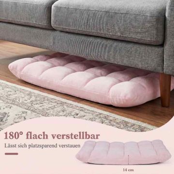 Folding floor armchair, 14-position backrest, Light pink, 66.5 × 53 × 53 cm