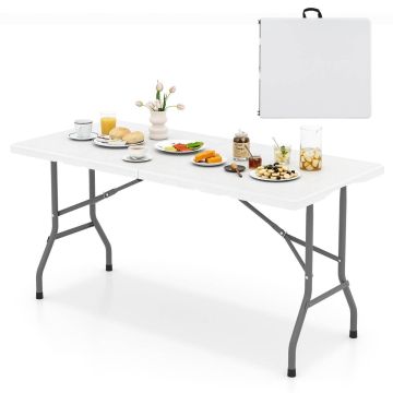 Folding outdoor table, Black/white, 152.4 × 73.66 × 69.85 cm