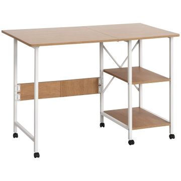 Sulankstomas stalas su ratukais, baltas, 107 x 55 x 76 cm