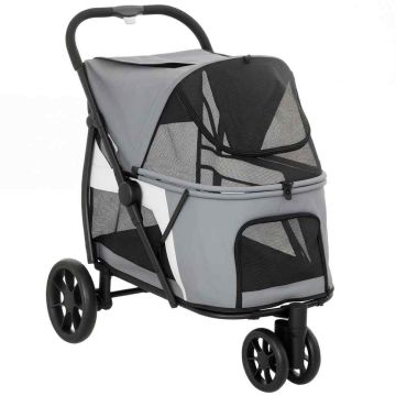 Kokoontaitettavat koiranrattaat, enintään 20 kg, Harmaa, 92 × 95 × 63 cm