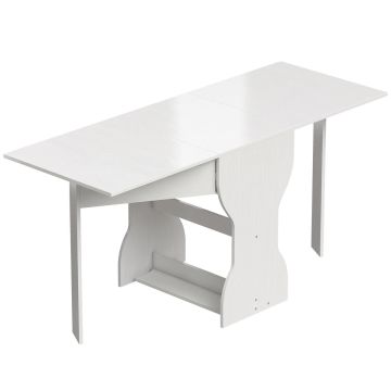 Taitettava ruokapöytä, 4 hengelle, Valkoinen, 160 × 75 × 60 cm