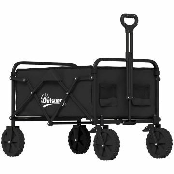 Kokoontaitettava kärry, 90 l, 80 kg, Musta, 85 × 99 × 50 cm
