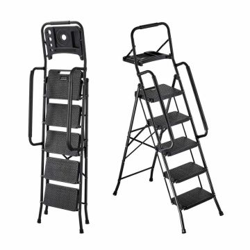 Kokoontaitettavat tikkaat VEVOR CQX805-2, 5 askelmaa, 53 × 106,5 × 174 cm