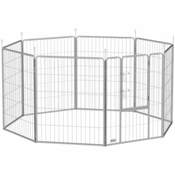 Koira-aitaus PawHut 160x160x100cm, hopeanvärinen