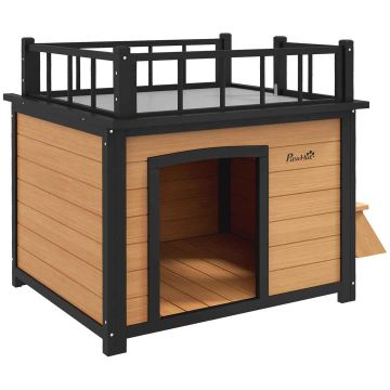 Будка для собаки PawHut 121x77x78см, светло-коричневый/черный цвет