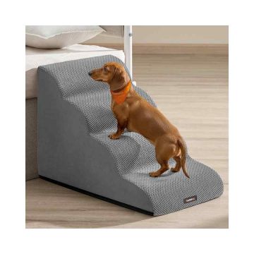 Feandrea Dog Stairs, 2 Steps, Gray, 40 × 50 × 72 cm