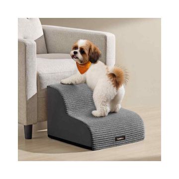 Feandrea PPS002GN01 Dog Stairs, 4 Steps, Gray, 40 × 40 × 30 cm