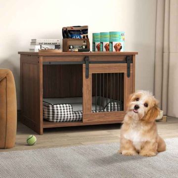 Dog cage-furniture, sliding doors, Brown, 80 × 60 × 60 cm