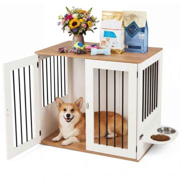 Dog cage, double door, White, 80 × 55.5 × 71.5 cm